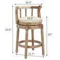 thumbnail image 3 of S-HOME Cow Top Leather Bar Stool 29 Inch Height Solid Wood Frame 360 Degree Swivel Chair for Kitchen, 3 of 11