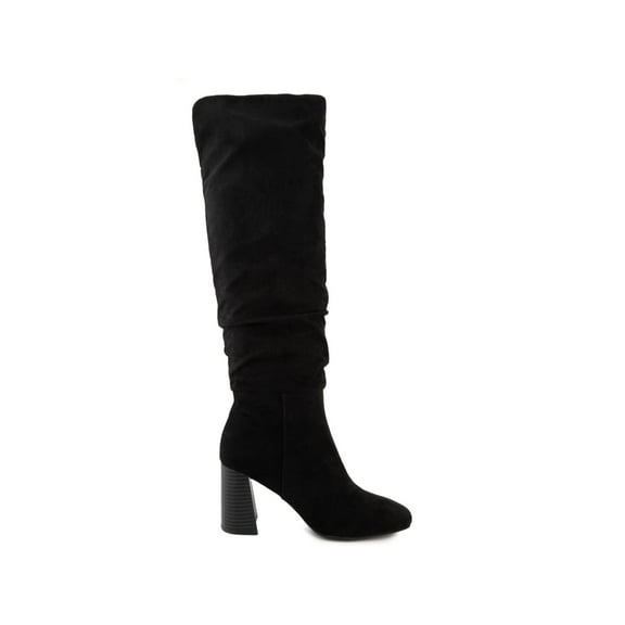 SUGAR Womens Black Comfort Emerson Square Toe Block Heel Zip-Up Slouch Boot 9.5 M