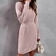 thumbnail image 1 of Vestido de suéter de manga larga, vestido de suéter de manga larga, vestido de punto con cuello en V, vestido ajustado, ultra sensible, 1 of 6