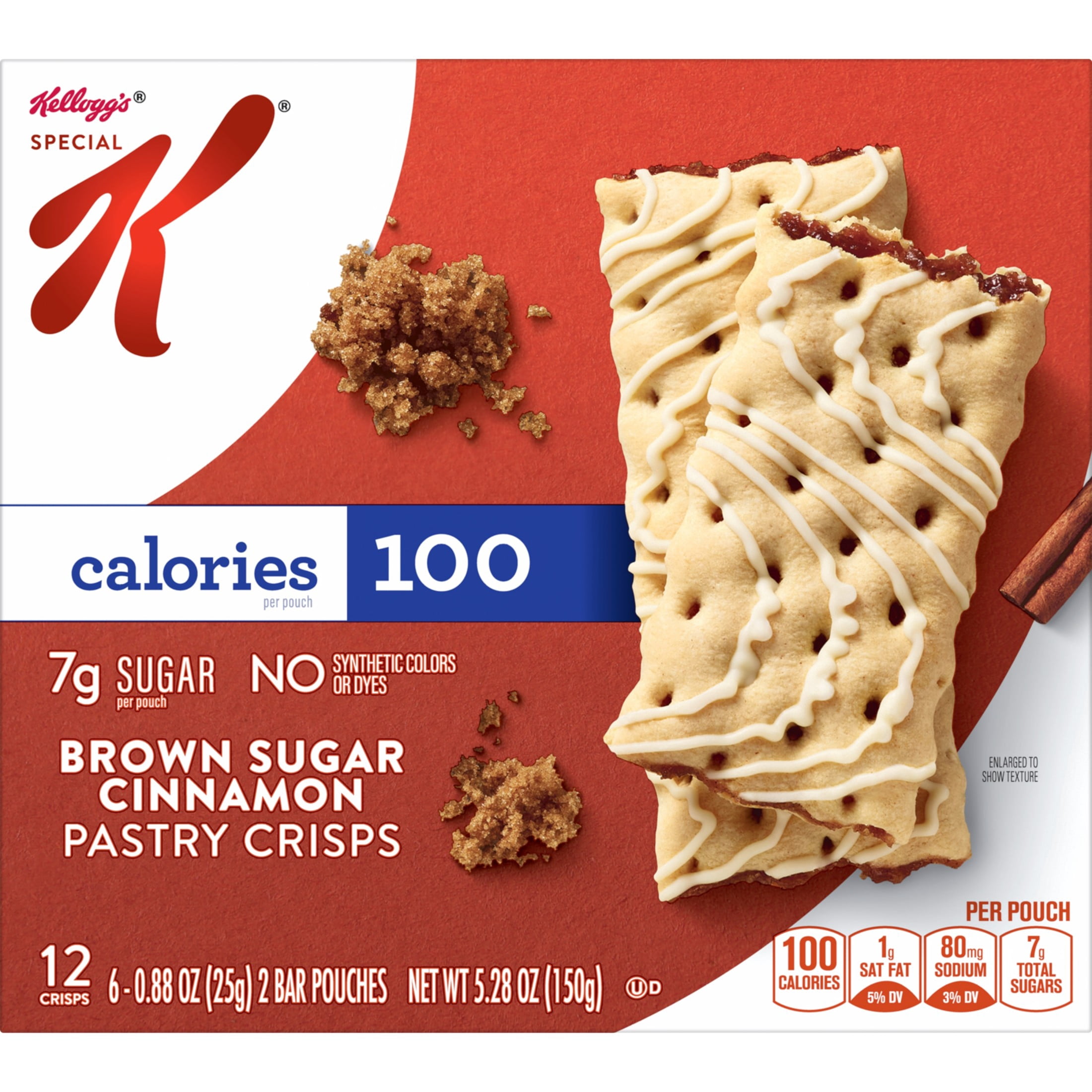 (6 pack) Special K Bar Brown Sugar Cinnamon Chewy Pastry Crisps, Ready-to-Eat, 100 Calorie Snacks, 5.28 oz, 12 Count