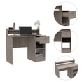 thumbnail image 6 of FM FURNITURE Charlette Computer Desk with 2 Shelves Gray Engineered Wood, 6 of 6