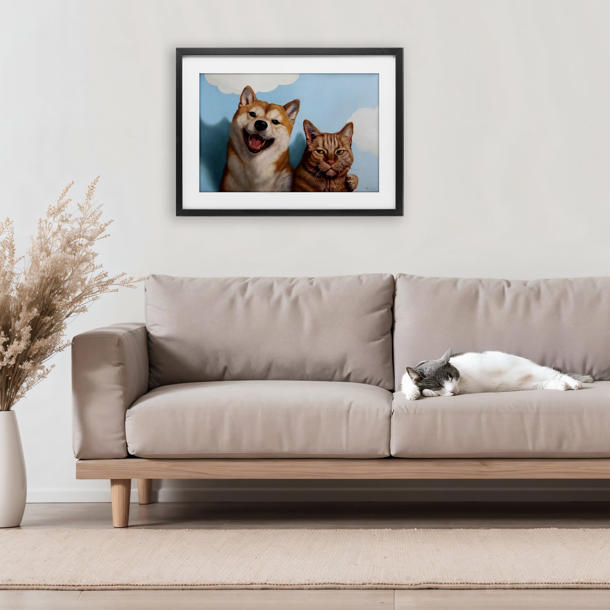 Stupell Industries Adopted Brother Dog & Cat Black Framed Print Under Glass, design by Lucia Heffernan