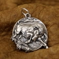 thumbnail image 2 of 925 Sterling Silver Embossed Bull Pendant Biker Punk Pendant TA339, 2 of 12