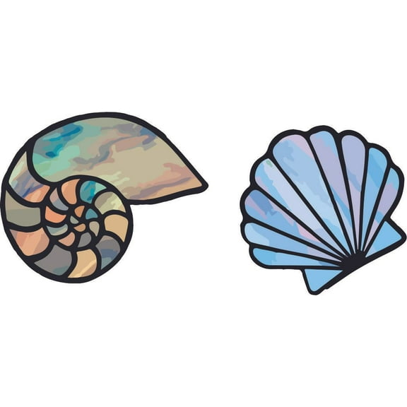 Shell Shells Seashell Ocean Vinyl Stained Glass Film Static Cling Window Waterproof Decal for Girls Boys Kids Room Bedroom Nursery House Fun Home Decor Stickers Wall Art Vinyl Decoration (8x10 inch)