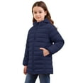 thumbnail image 7 of Kids Lightweight Puffer Jacket Packable Boys Girls Hooded Mid Length Full-zip Down Coat Winter Outerwear 4-12Y (8 Years, Navy), 7 of 7