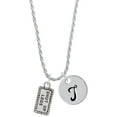 thumbnail image 1 of Delight Jewelry Silvertone Shut Up Legs Silvertone Script Initial Disc - T - Charm Necklace, 20"+3", 1 of 4