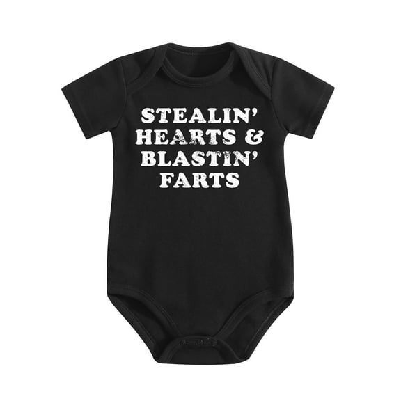 Stealin Hearts And Blastin Farts Baby Bodysuit Funny Cute Stinky Newborn Jumper Black-style 6-9M