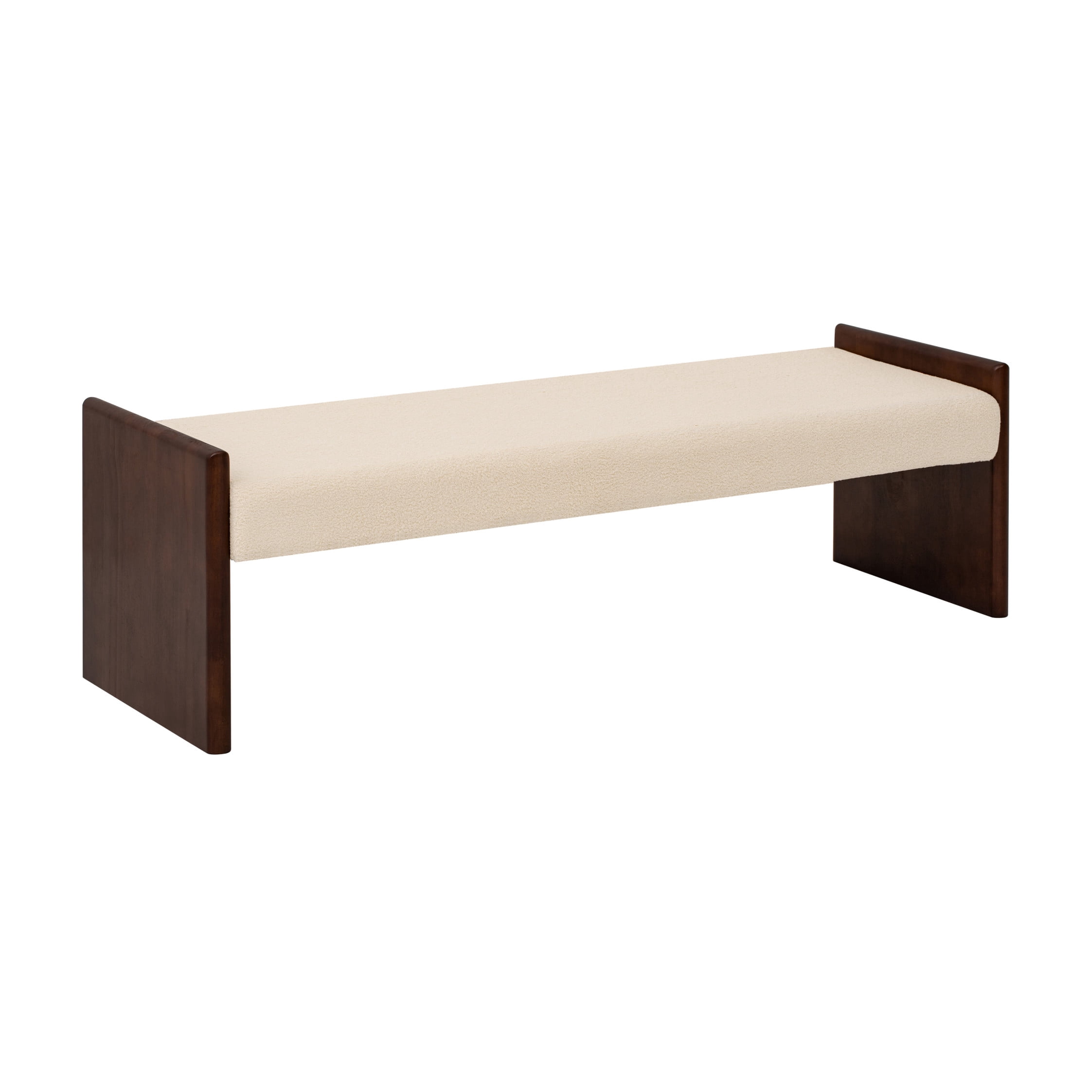 Christopher Knight Home 63" Modern Boucle Upholstered Decorative Ottoman Bench, Wood Frame, Light Camel