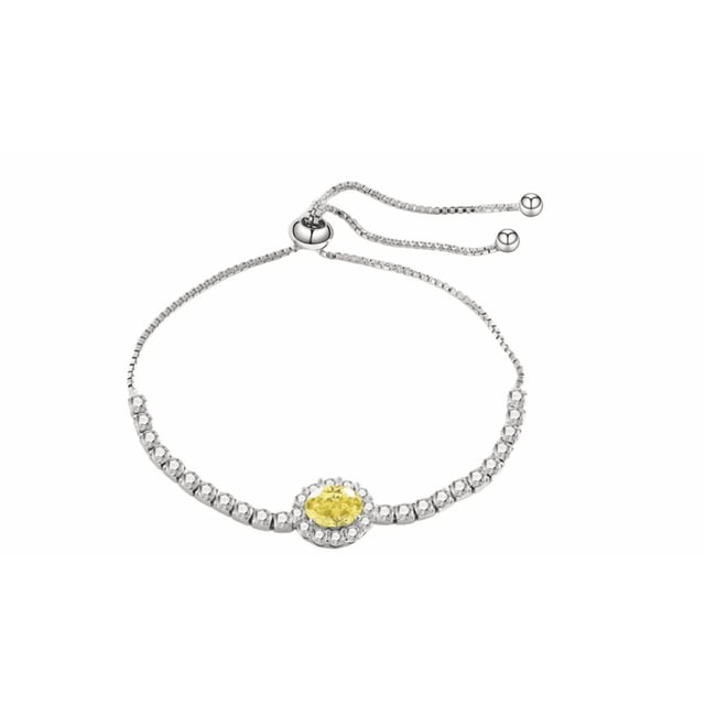 Pulseras De Plata 925 Xtellar Mujer Zafiro Amarillo Elegantes