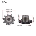 thumbnail image 2 of Uxcell Chain Roller Sprocket, 10mm Bore 1/2" Pitch 10 Tooth Single Strand Type B Chain Sprocket 2Pack, 2 of 6