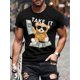 thumbnail image 1 of Camiseta informal de cuello redondo para hombre con estampado 3D de oso de dinero, tejido de punto 100 % poliéster con ligera elasticidad, corte regular, manga corta., 1 of 6