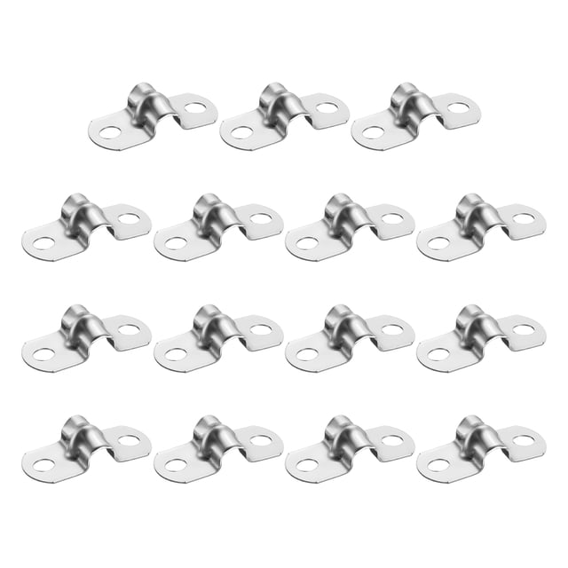 15Pcs 5mm(3/16") Abrazadera de Cable Aislada con Almohadilla de Acero Inoxidable Recubierta de 2 Agujeros, Strap Clamp en U, Plata