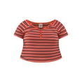 thumbnail image 2 of No Boundaries Ribbed Henley Top, Women's and Women's Plus, 2 of 3