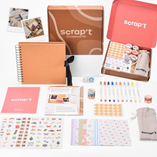 Kit de álbumes de recortes Scrap't, álbum de fotos de 80 páginas, DIY con más de 300 fotos