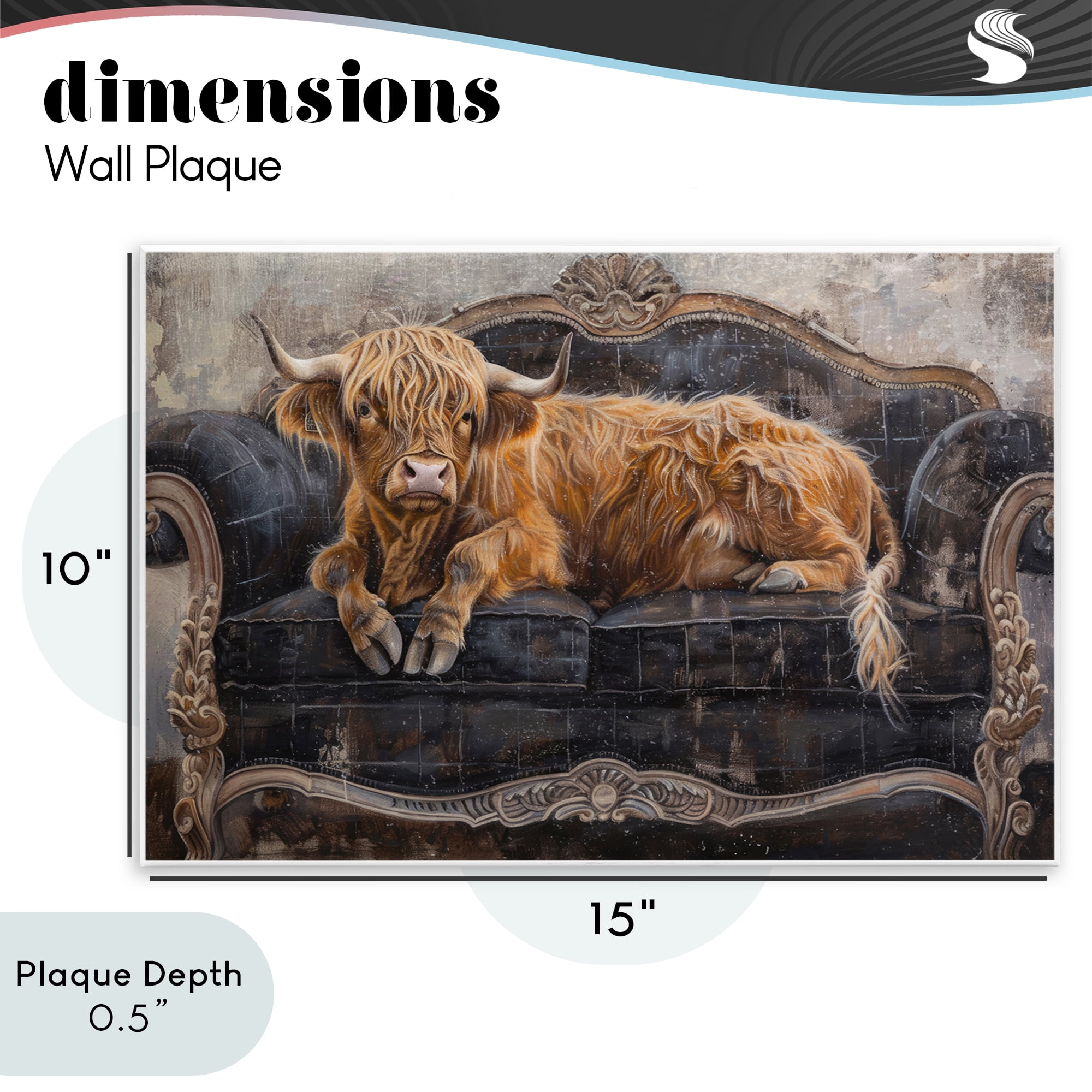 Stupell Industries Cozy Couch Highland Cow Wall Plaque Art, design by Tina LeCour