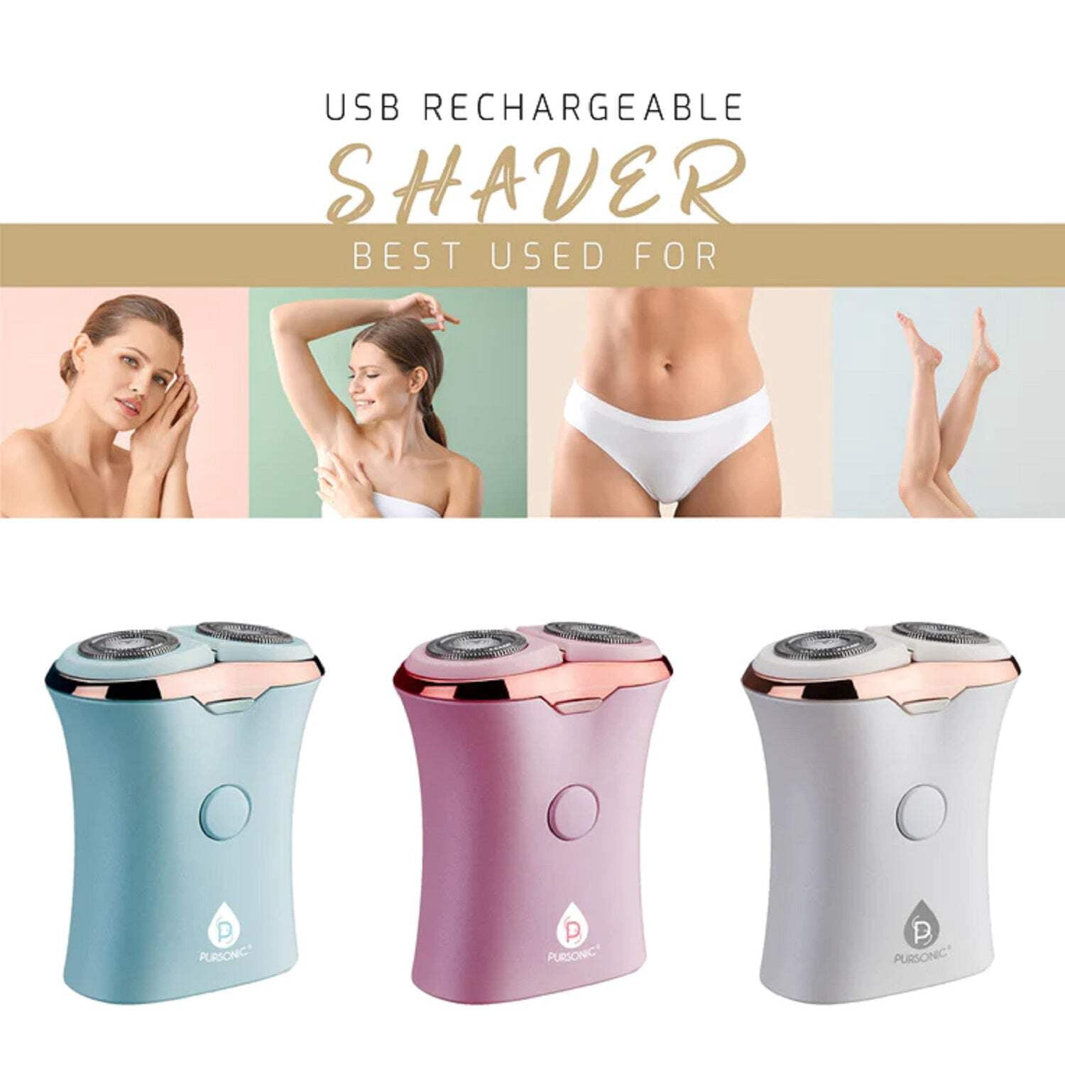 Pursonic LSUSBR360WH USB Rechargeable Compact Shaver in White