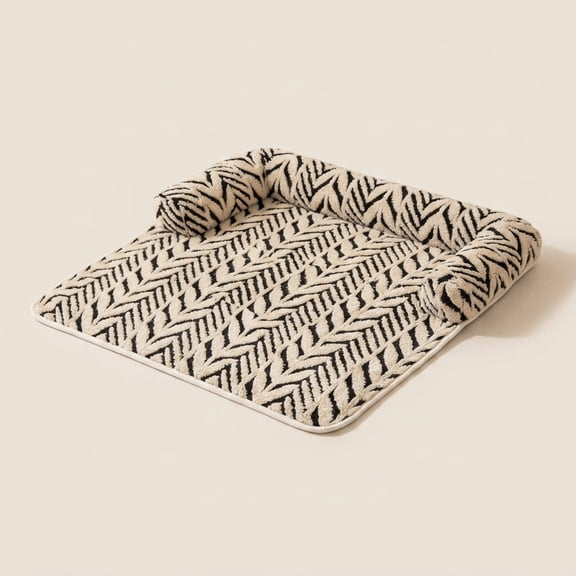 Black Small(31.5"Lx23.62"Wx5.91"Th) Calming Dog Bed Mat with Neck & Head Support