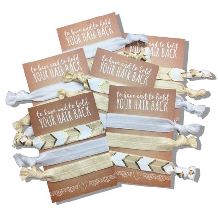 Jeune Marie 6 Pack Gold Ribbon Hair Ties Kit No Crease Elastics