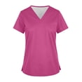 thumbnail image 2 of Hearthz Scrub Tops V Neck Short Sleeve Women’s Nurse Uniforms with Pocket Hot Pink Scrubs Top for Women, 2 of 5