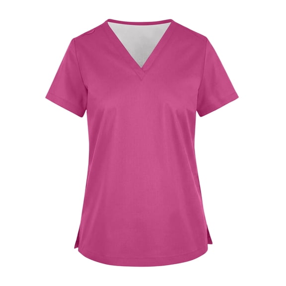 WULMLEO V Neck T Shirts for Women, Athletic Short Sleeve Workout Top, UV Sun Protection, Quick Dry Moisture Wicking Shirts for Women Hot Pink XL