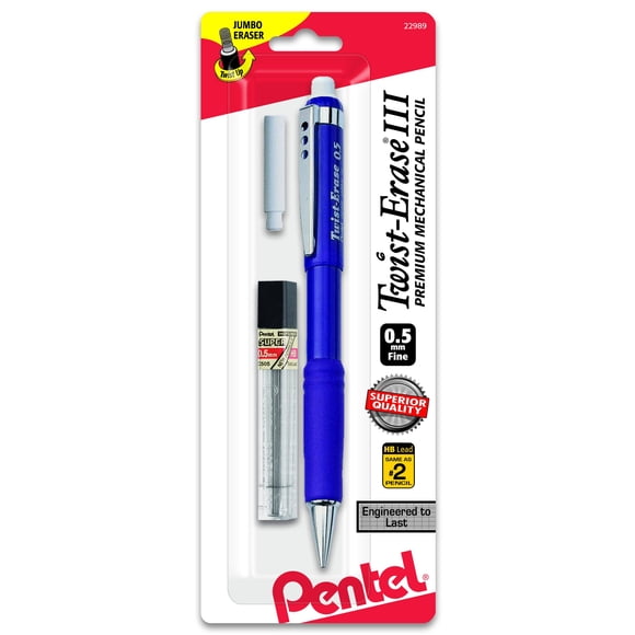 Pentel Twist-Erase III Mechanical Pencil with Lead and Eraser Refills (QE515LEBP)