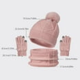 thumbnail image 4 of 3-Piece Winter Set for Women, Beanie Hat Scarf and Touchscreen Gloves Set, Warm Fleece Lined Knit Accessories, Chunky Cable Pattern Cold Weather Set for Outdoor Activities Red, 4 of 5