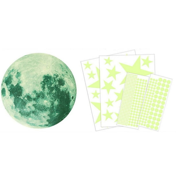 Estrellas y luna que brillan en la oscuridad para techo, estrellas luminosas y calcomanía de pared de luna, para decoración de paredes de habitaciones infantiles, estrellas fluorescentes adhesivas,