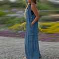 thumbnail image 4 of Baggy Overalls for Women Loose Fit Summer Casual Wide Leg Jumpsuits with Pockets Long Cargo Pants Oversized Rompers Blue M, 4 of 6