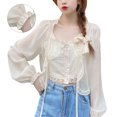 thumbnail image 4 of Blusa abierta al frente, blusa de gasa con frente abierto Blusa de gasa con frente abierto Tecnología de vanguardia, 4 of 9