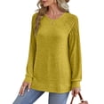 thumbnail image 4 of KIHOUT Spring Winter Womens Tops Fashion Solid Color Round-Neck Pullover Long Sleeve Loose Sweatshirts Tops, 4 of 8