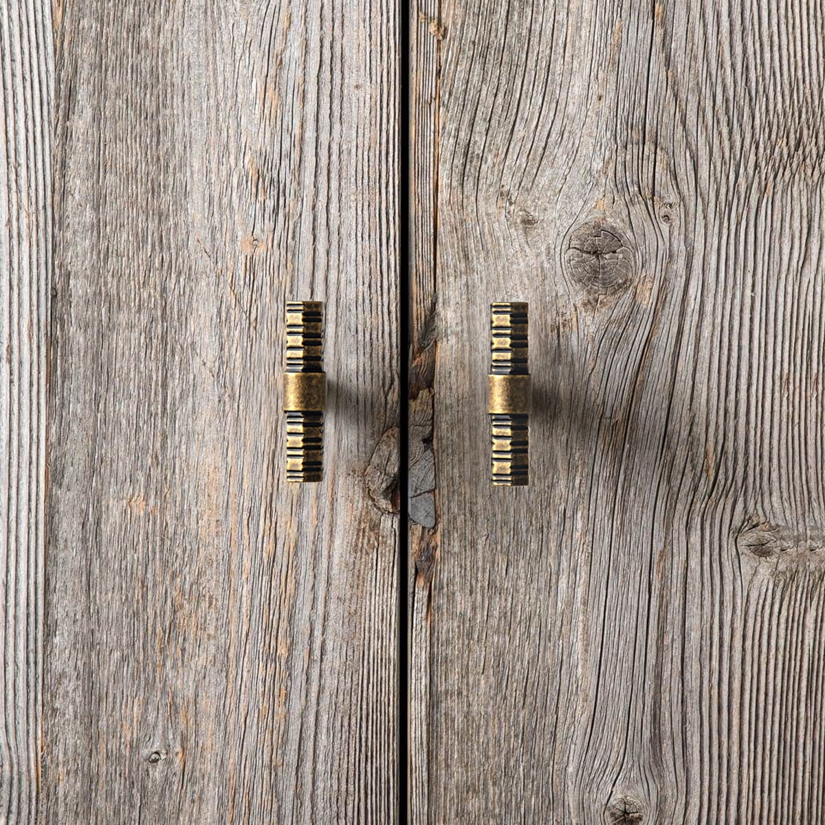 Goo-Ki 12 Pack Antique Brass T Bar Cabinet Drawer Pulls, Luxury Zinc Alloy Cabinet Handles with Knurled for Dresser and Cupboard