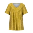 thumbnail image 1 of Zanvin Womens Tops, Tunic Tops, Womens Summer Plus Size Tops, Women Plus Size Short Sleeves V-Neck Print Blouse Pullover Tops Shirt, Yellow, XXL, On Clearance!, 1 of 6