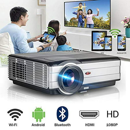 Wireless WiFi Bluetooth HDMI Projector 4200 Lumens Portable LED LCD Movie Gaming Projector 2019 Android 6.0 Smart (Best Wireless Projectors 2019)