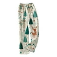 thumbnail image 5 of WTOBBY Women's Christmas Print Flannel Pajama Pants, Casual and Fashionable Sleepwear with Festive Patterns, Soft Fabric for Comfortable Home Use,Beige L, 5 of 6