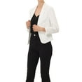 thumbnail image 5 of INSPIRE CHIC Women's Blazer Open Front Wear-to-Work Summer Crop Suit Jacket L White-Solid, 5 of 7