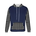 thumbnail image 5 of Momasggi Oversized Hoodies for Men Big and Tall Long Sleeve Drawstring Hooded Sweatshirt Plaid Color Block Pullover Tops Fall Winter Fleece Hoodie with Pockets Navy M, 5 of 6