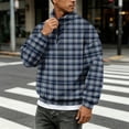 thumbnail image 4 of Nestiefly Flannel Shirt for Men 2026 Fashion Long Sleeve Plaid Quarter Zip Henley Pullover Sweatshirts Casual Fall Clothes Blue S, 4 of 7