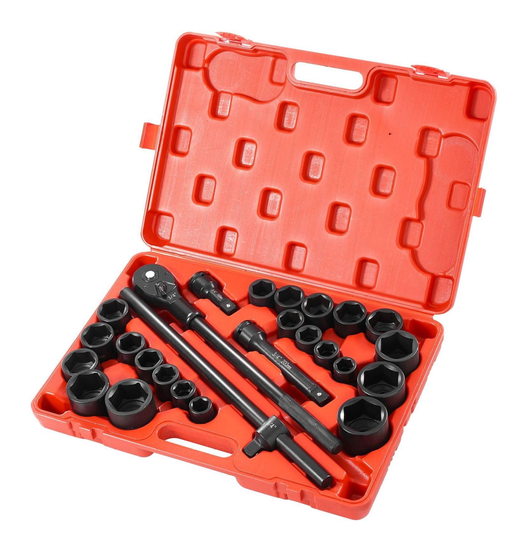 3/4" Drive Impact Socket Set - 27 Piece SAE & Metric, 6 Point Cr-V Steel