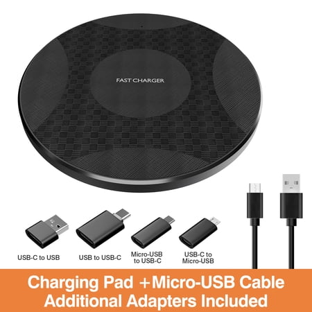 Wireless Charger for iPhone, Portable Charger for Compatible with iPhone 17 16 15 14 13 12 11 Pro Max/Mini/Plus/XR/X/8, Charging Pad for AirPods 4 3 2 Pro, with Charging Adapter, Black