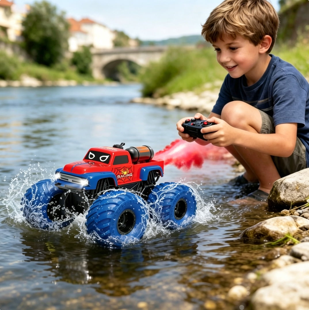 ZOGYMOZ 1:16 Waterproof Rc Car, Amphibious  Remote Control Car, 4WD All Terrain Off-Road Monster Truck Toy for Kids Gifts Presents