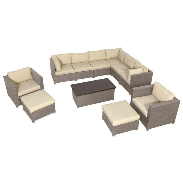Chambers Bay Collection 11-Piece Aluminum Patio Conversation Set with Tan Cushions