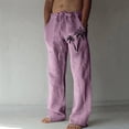 thumbnail image 2 of WEAIXIMIUNG Pantalon Noir Homme Formel Décontracté en Lin Imprimé avec Poches et Lacets Grande Taille, 2 of 4