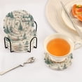 thumbnail image 5 of 6 Pcs Drink Coasters with Holder 3.94in Woven Coasters for Drinks Vintage Christmas Winter Scene Coaster Set for Protection Table, 5 of 7