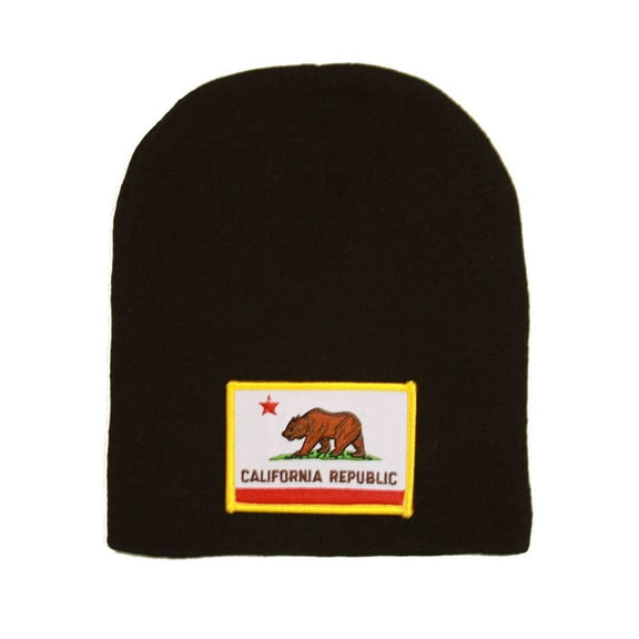 California Republic 3D Patch Embroidery Black Beanie