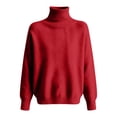 thumbnail image 3 of DLIDG Oversized Turtleneck Sweater for Women Basic Long Sleeve Soft Chunky Knitwear Knit Sweater Thermel Warm Loose Fit Fall Winter Sweater Trendy Slouchy Pullover Jumper Top Red M, 3 of 4