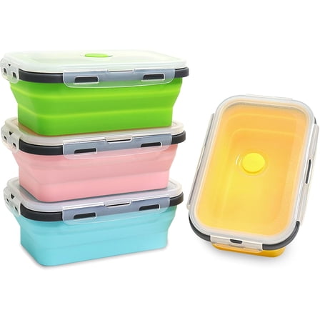 Silicone Food Storage Containers, 4-Pack, 27 Oz Each, Perfect for Snacks and Fruits, Stackable and Space-Saving Design