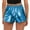 Blue, variant on Fashion Women High Waist Yoga Sport Pants Shorts Shiny Metallic Pants Leggings, Purple Size: S-2Xl