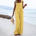 thumbnail image 4 of Lisingtool Womens Overalls Women's Fashionable Ethnic Style Solid Color Button Strap Jumpsuit Wide Leg Pants Jumpsuits for Women Dressy Yellow, 4 of 4