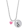 thumbnail image 1 of Delight Jewelry Acrylic 5/16" Hot Pink Heart Silvertone Script Initial Disc - S - Charm Necklace, 20"+3", 1 of 4