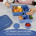 thumbnail image 3 of Caperci 2 Pack 62 oz Salad Container for Lunch, 2-Section Meal Preparation Containers featuring Detachable Toppings Trays, Sauce Cup, Reusable Fork, BPA-Free (Navy & Pink), 3 of 7